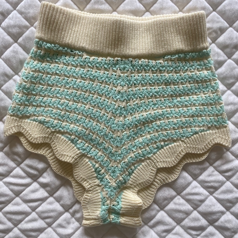 For love & lemons lizzy striped knit shorts